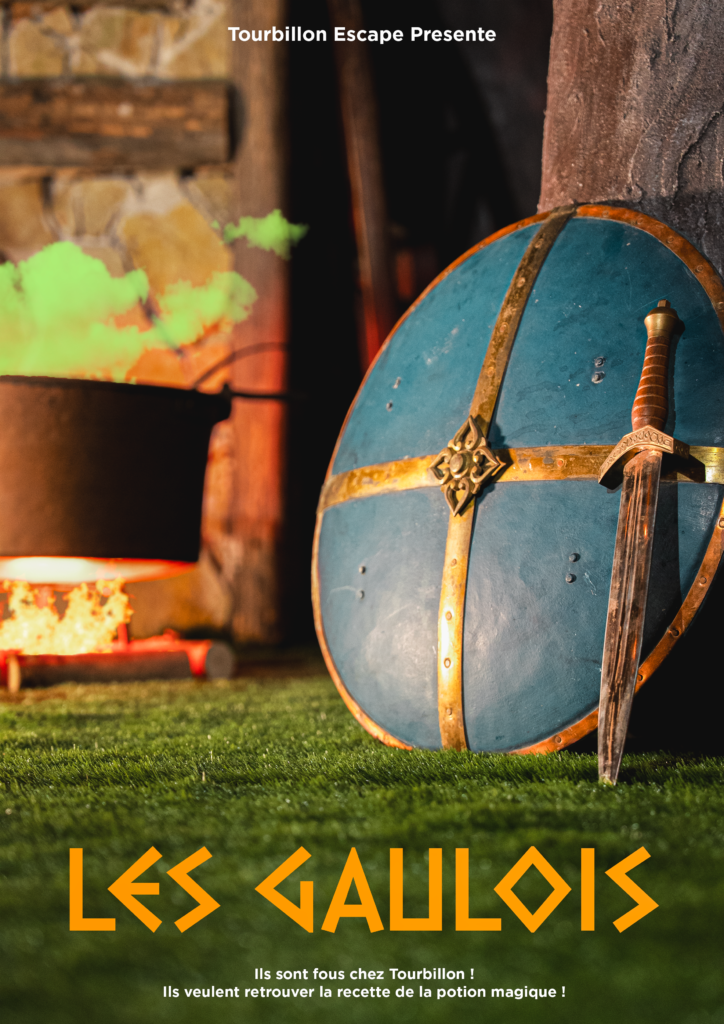 Bouclier, épée et chaudron magique : escape game Les Gaulois par Tourbillon Escape.